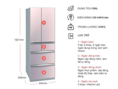 Tủ lạnh Mitsubishi Electric Inverter 506 lít MR-WX52D-F-V
